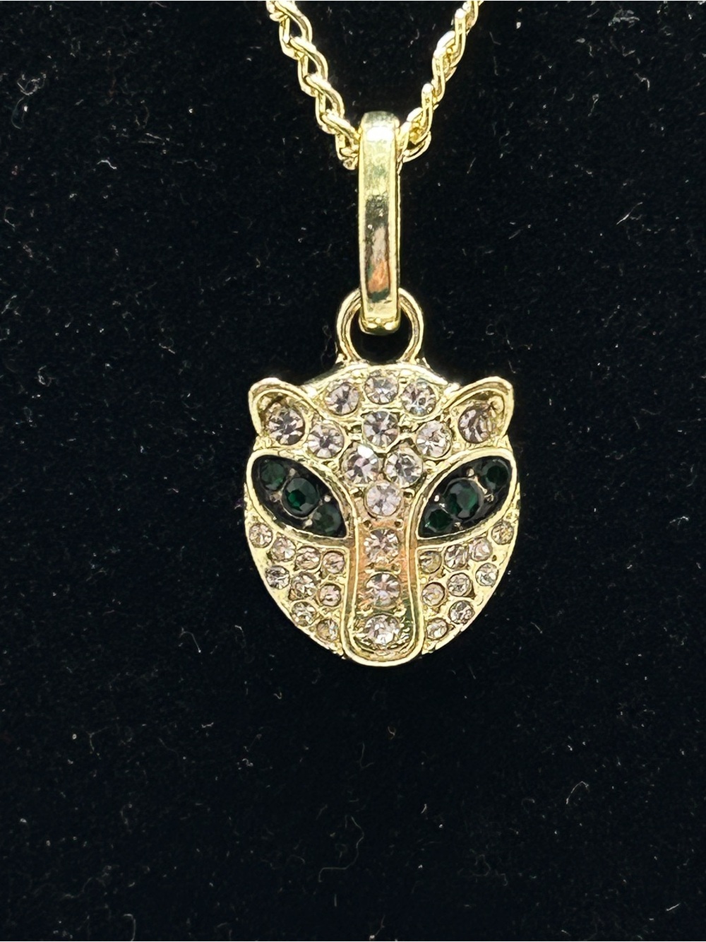 Effy, Gold Plate And Pave Crystal Panther Head on Gold Chain, NIP